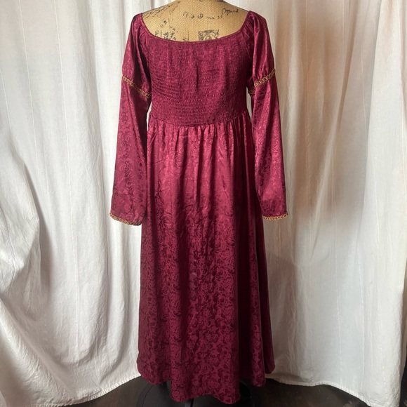 NWT Scarlet Darkness Renaissance Medieval Costume  Dress Burgundy Jacquard Sz L - Picture 2 of 8